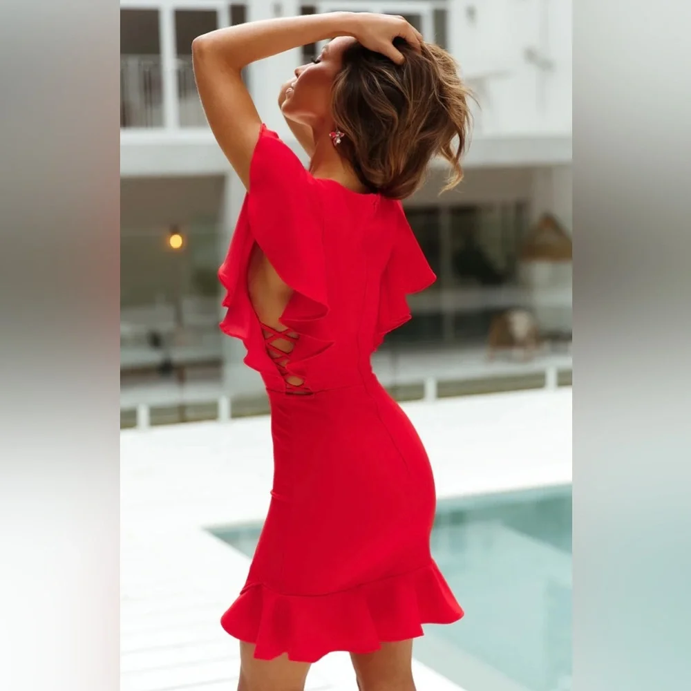 Hello Molly TAKE CHANCES DRESS RED. Mini Dress Size 4 - Picture 3 of 9